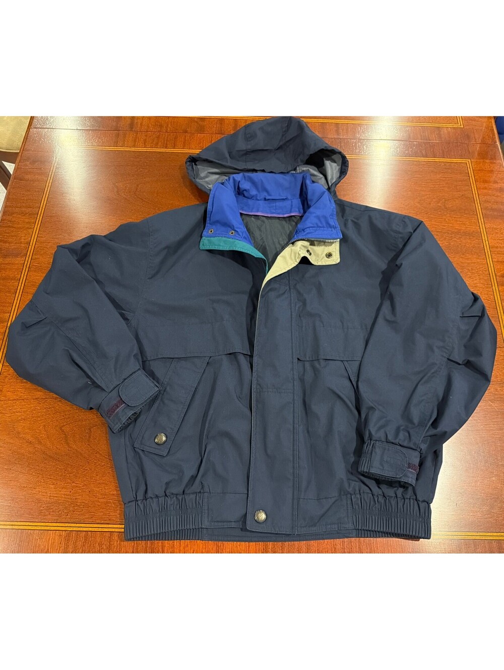 Mens 90s LONDON FOG Jacket Long Sleeve Lightweight Pockets Blue Green M REG